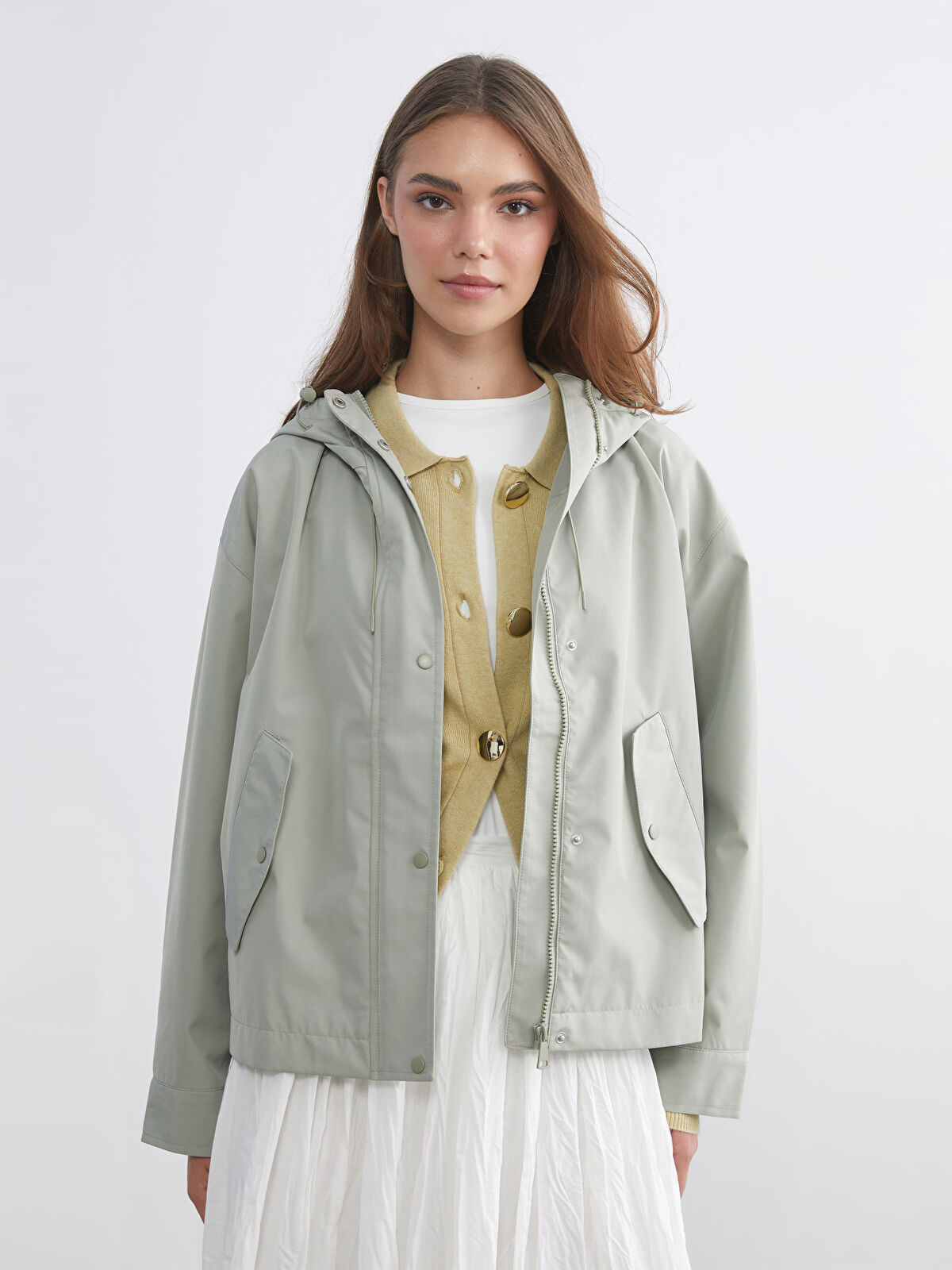 LCW Modest Kapüşonlu Oversize Kadın Yağmurluk