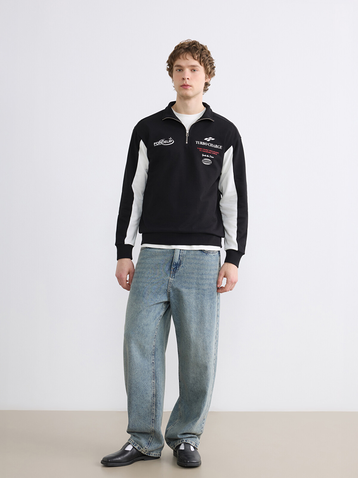 XSIDE Half-Zip Mock Neck Printed Men's Sweatshirt - S65324Z8-CVL