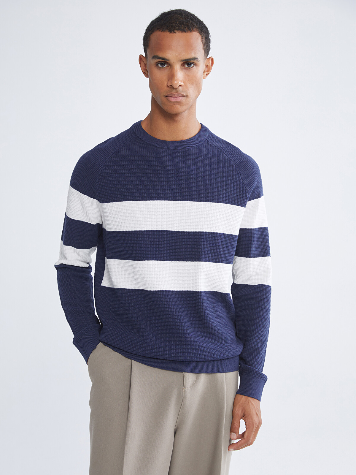 LCW Vision Striped Crew Neck Knit Sweater for Men - S65426Z8-R40
