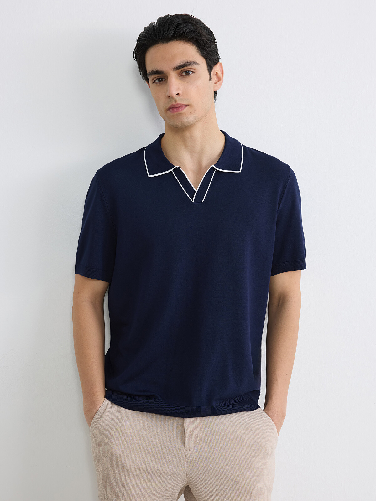 LCW Vision Lacivert Polo Yaka Erkek Triko Tişört - S65445Z8-R40 | LCW