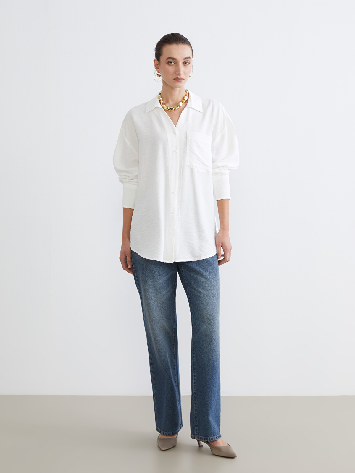 LCW Comfort Textured Women's Shirt - S65466Z8-FDU | LC Waikiki