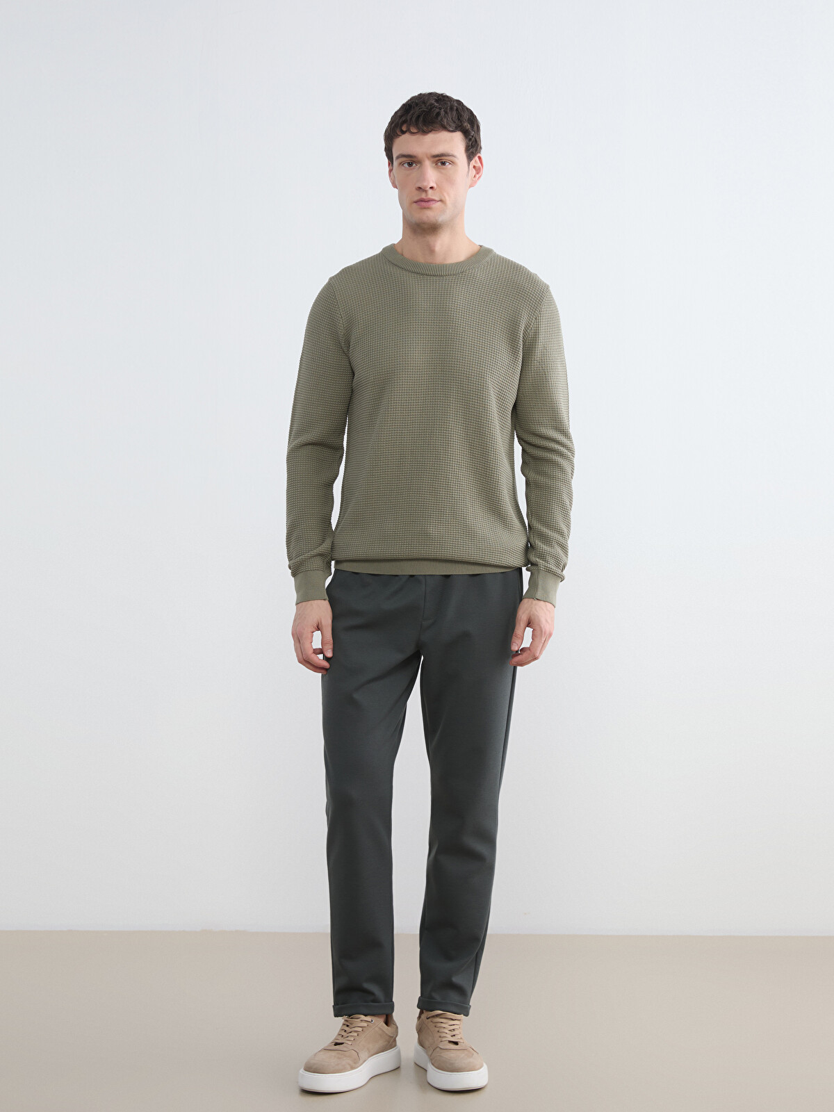 LCW Vision Regular Fit Honeycomb Textured Men's Knitwear Sweater