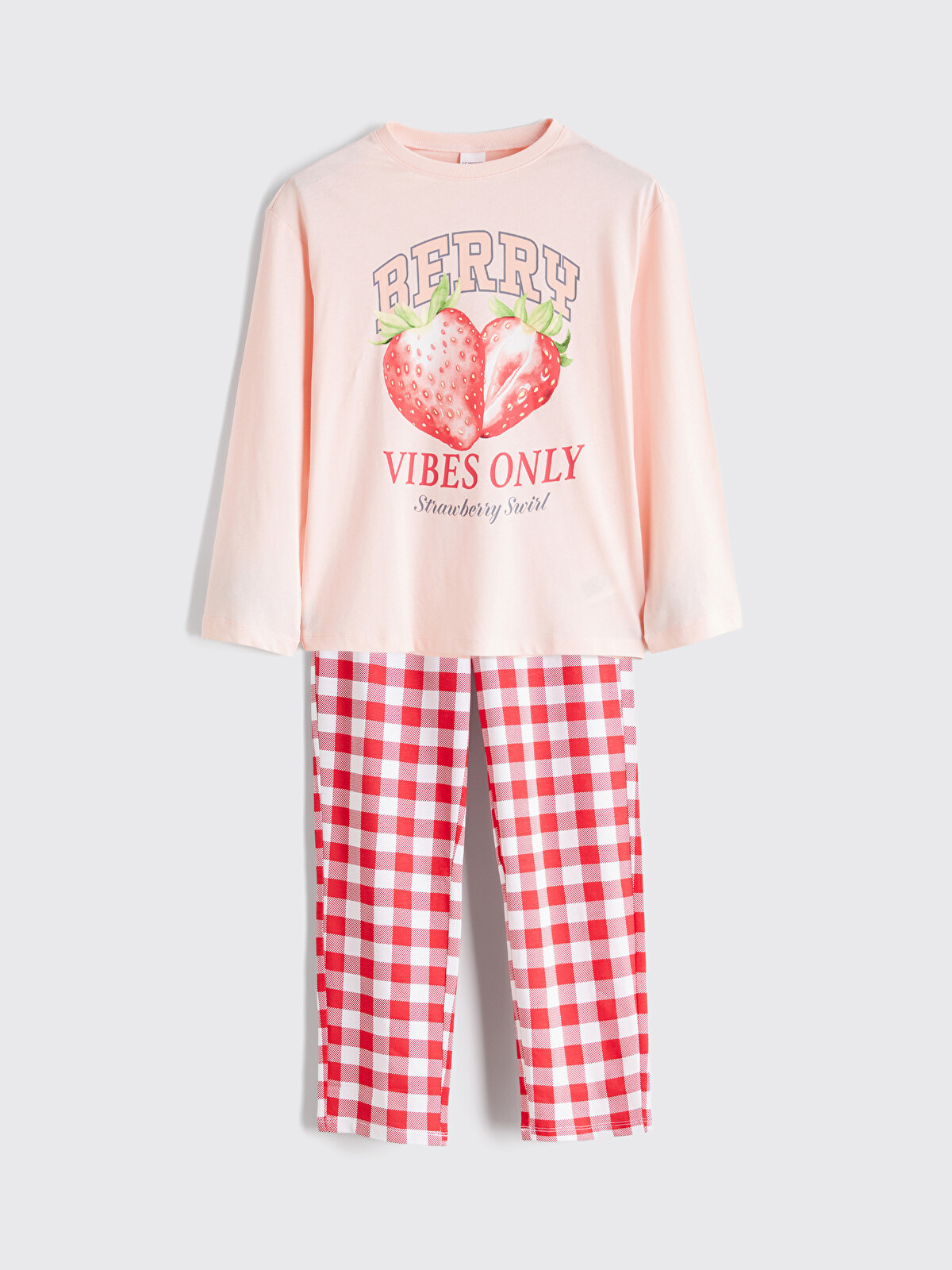 LCW Kids Crew Neck Strawberry Printed Girls' Pyjama Set - S65594Z4