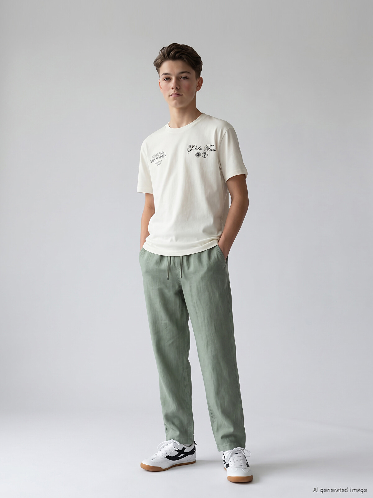 LCW Kids Keten Görünümlü Erkek Çocuk Pantolon - S66001Z4-GN2 | LC