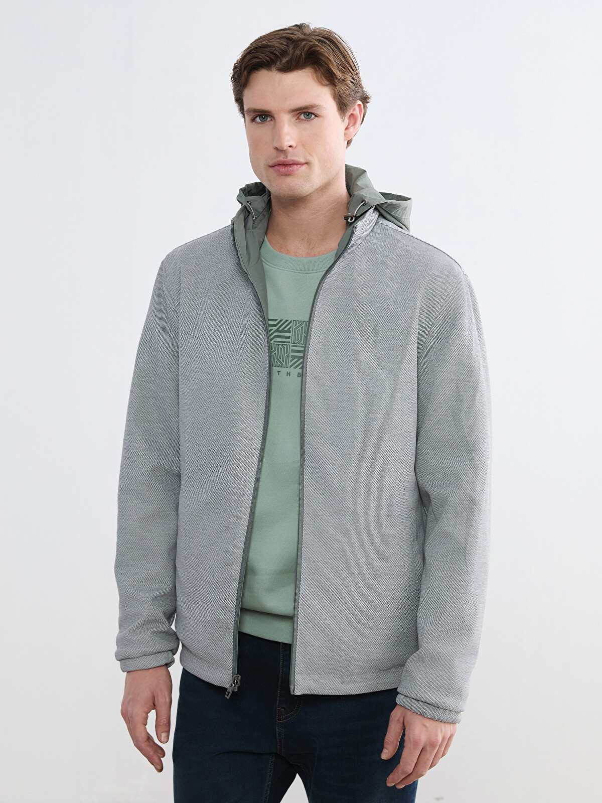 SOUTHBLUE Zippered Hooded Men's Jacket - S66145Z8-VJC - LC Waikiki