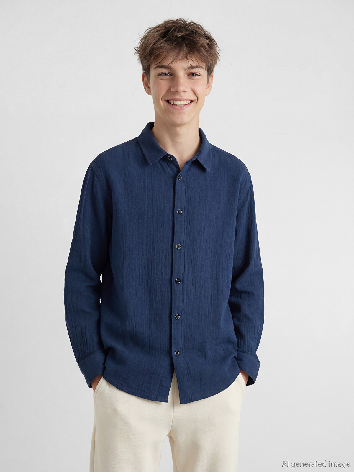 LCW Kids Boys' Long Sleeve Muslin Shirt - S66369Z4-HFK | LC Waikiki