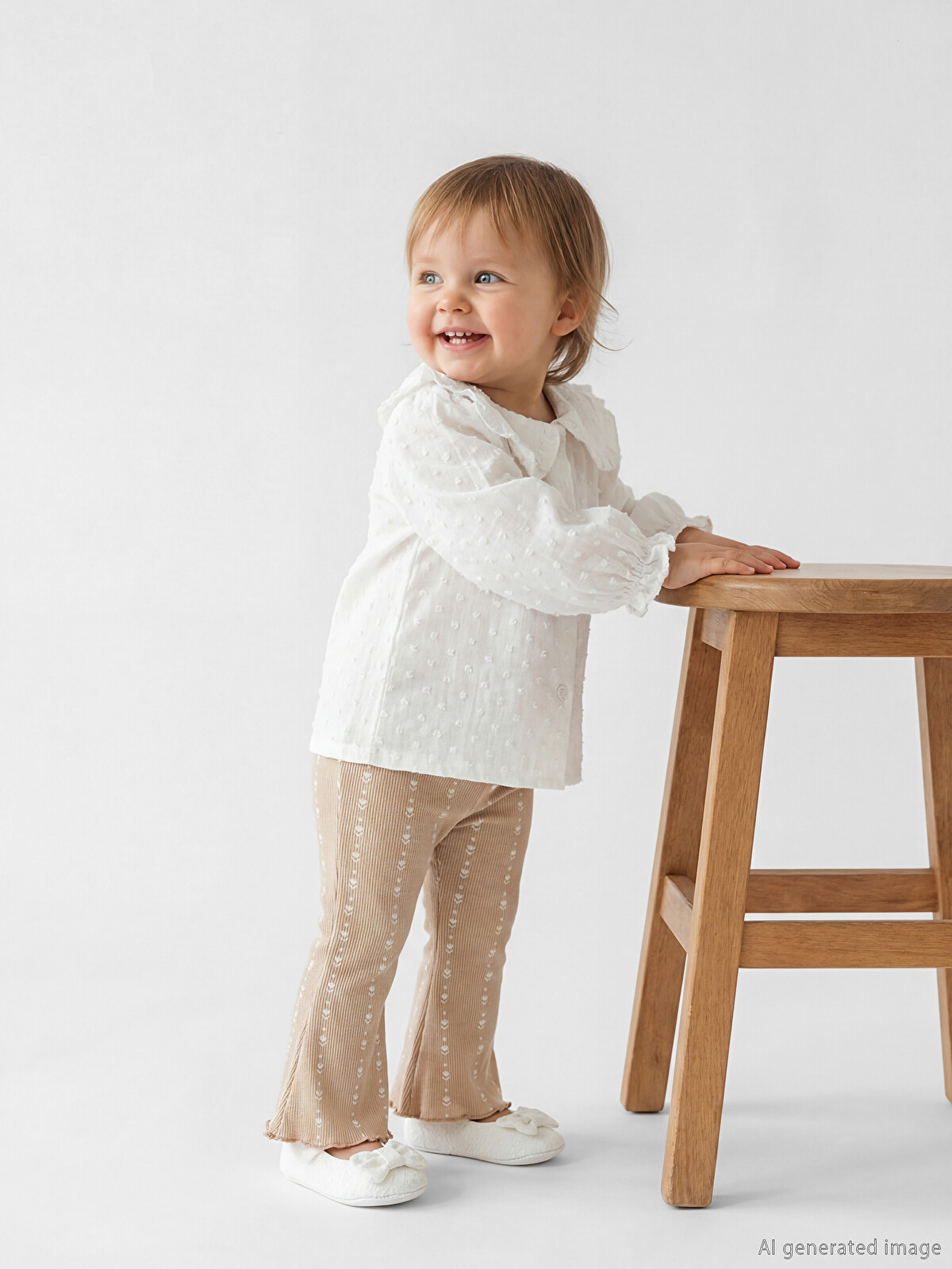 LCW baby Ekru Bebe Yaka Kız Bebek Gömlek ve Tayt - S66500Z1-FDU | LCW
