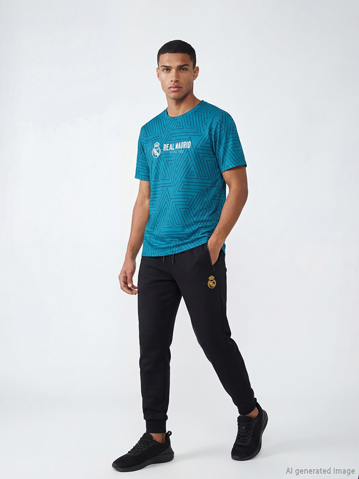 XSIDE ACTIVE Siyah Slim Fit Real Madrid Baskılı Erkek Jogger