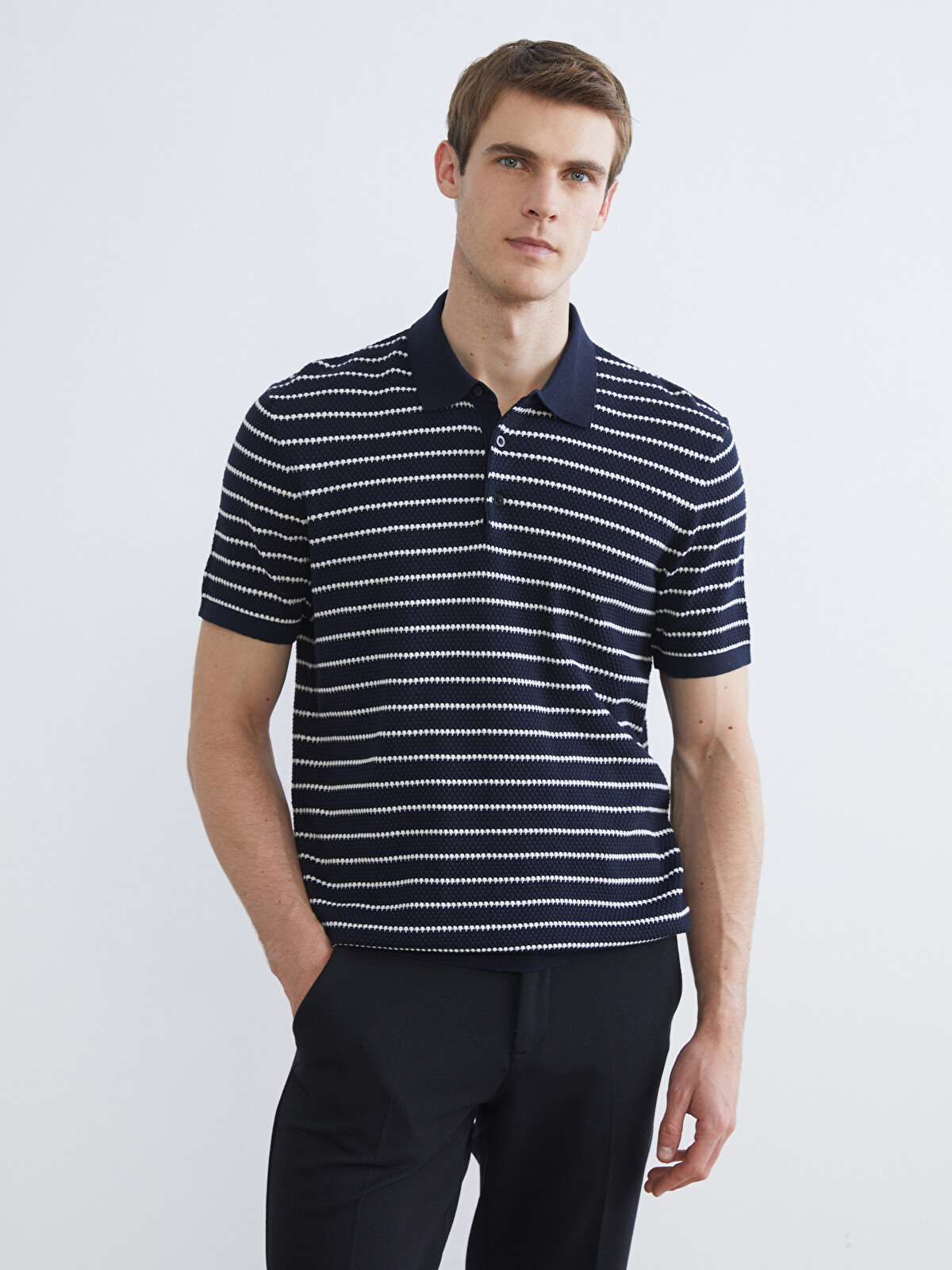 SOUTHBLUE Polo Yaka Çizgili Erkek Triko Tişört - S66603Z8-LGS | LCW
