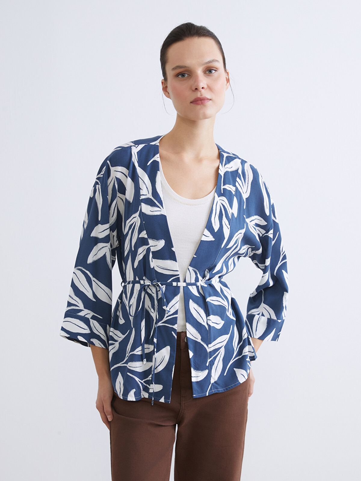 kimono-skさん専用‼️甘平　せとか LCWAIKIKI Classic Shawl Collar Patterned Sash Women's Kimono