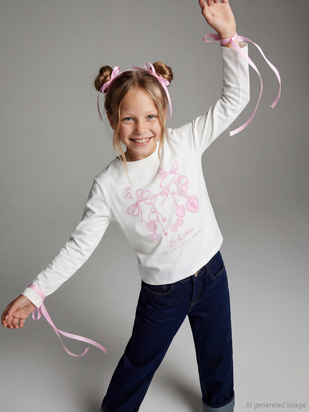 LCW Kids Beyaz Bisiklet Yaka Baskılı Kız Çocuk Tişört - S66829Z4