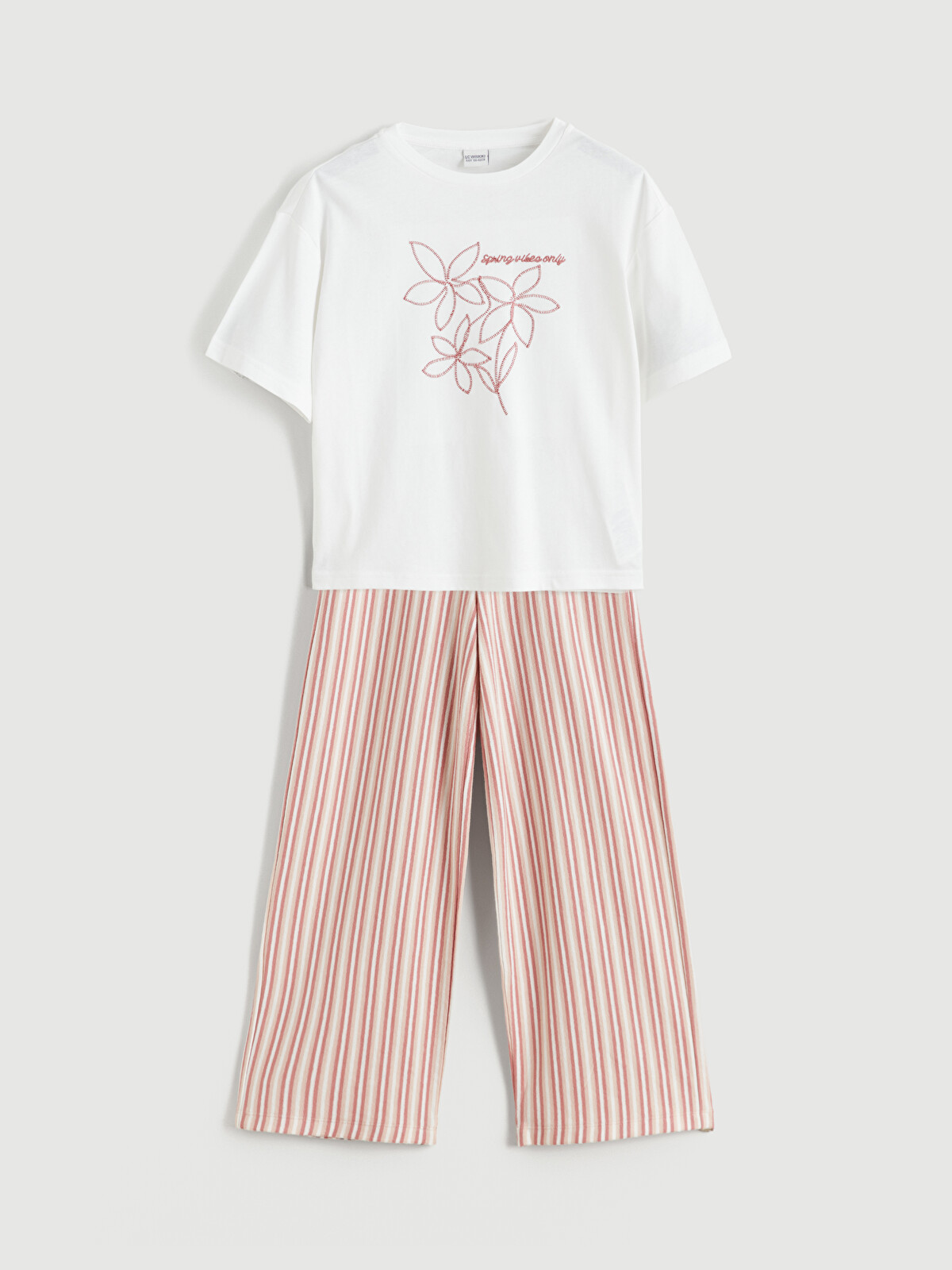 LCW Kids Crew Neck Girls' T-shirt And Trousers - S66984Z4-R9J | LC