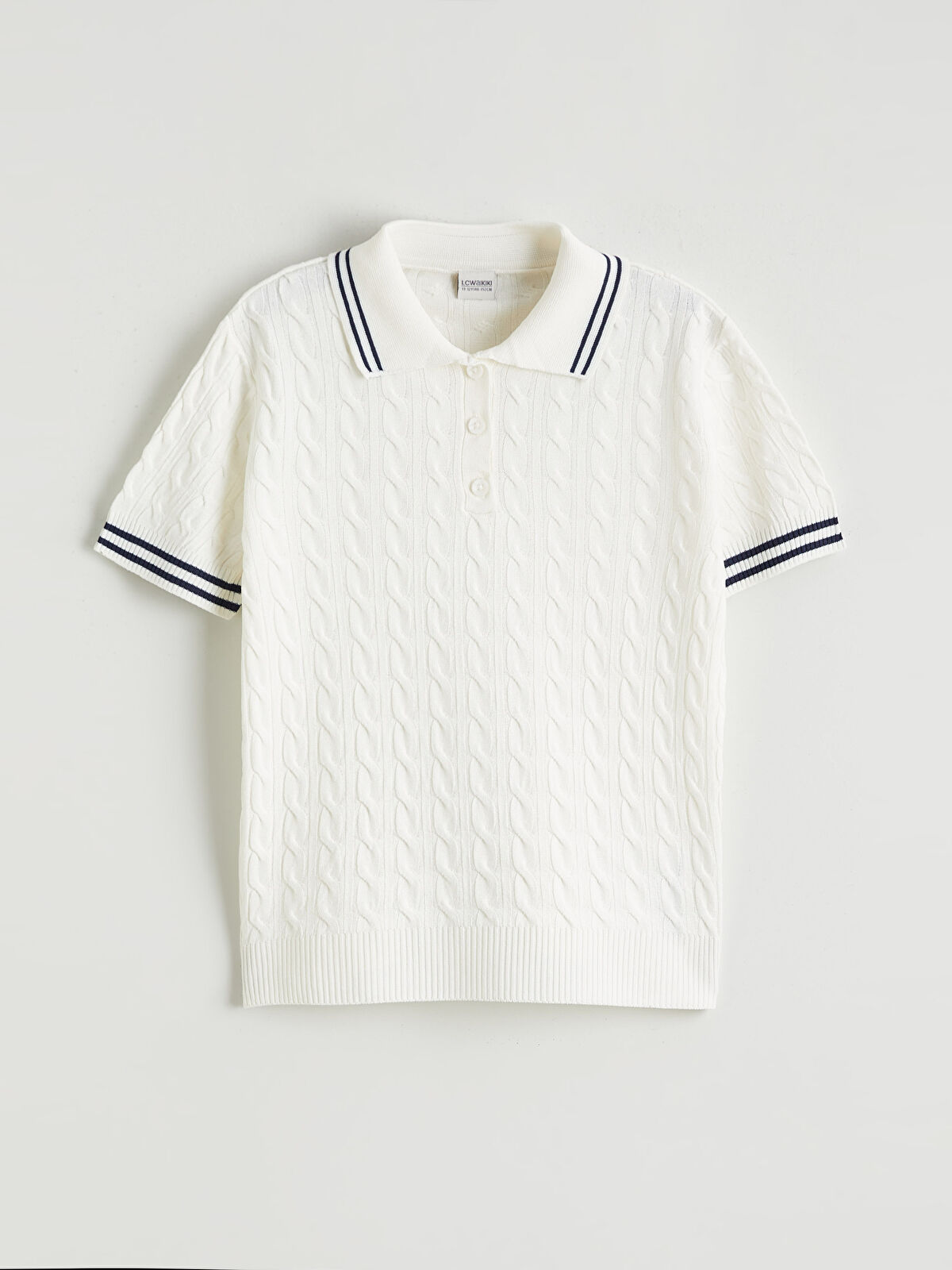 LCW Kids Polo Yaka Desenli Kız Çocuk Triko Kazak