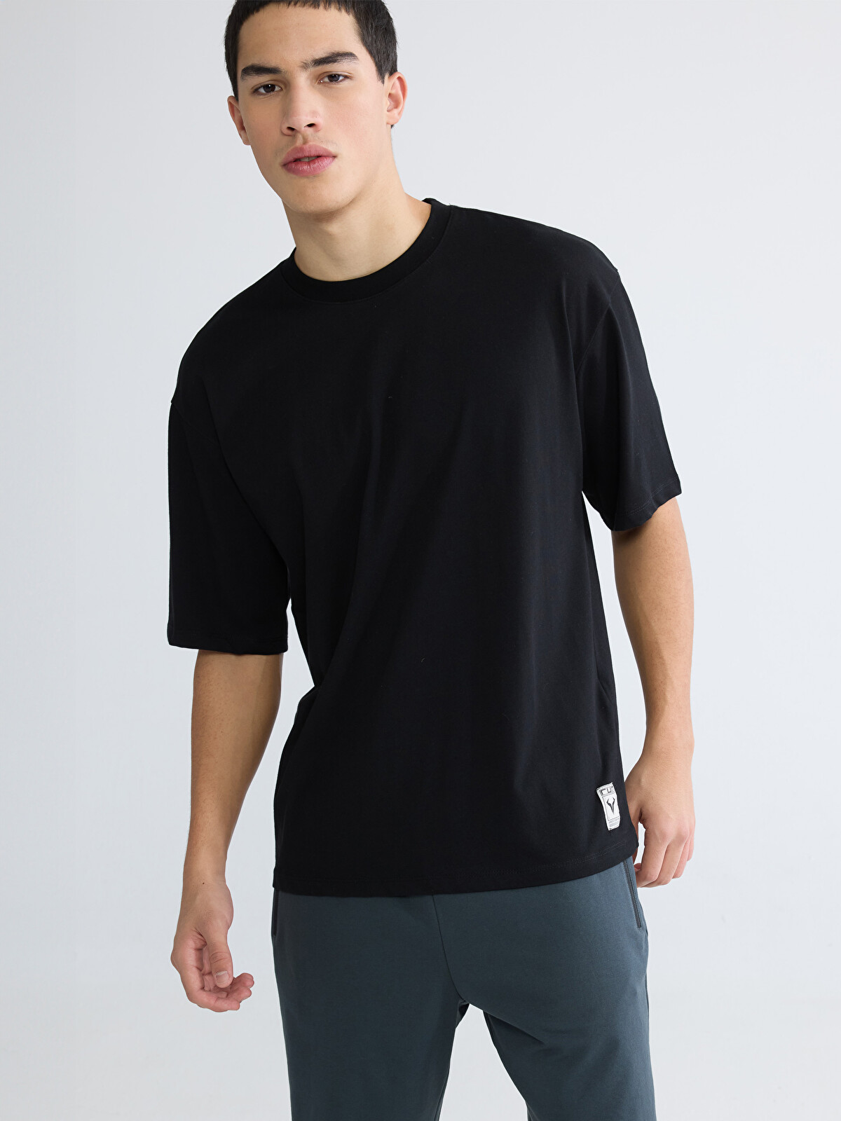 XSIDE ACTIVE Siyah Bisiklet Yaka Erkek Spor Tişört - S67056Z8-CVL