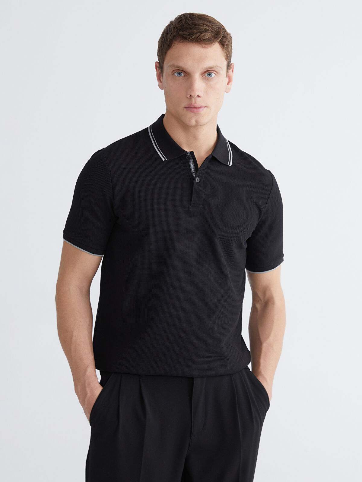 LCW Vision Siyah Polo Yaka Erkek Tişört - S67174Z8-CVL | LCW