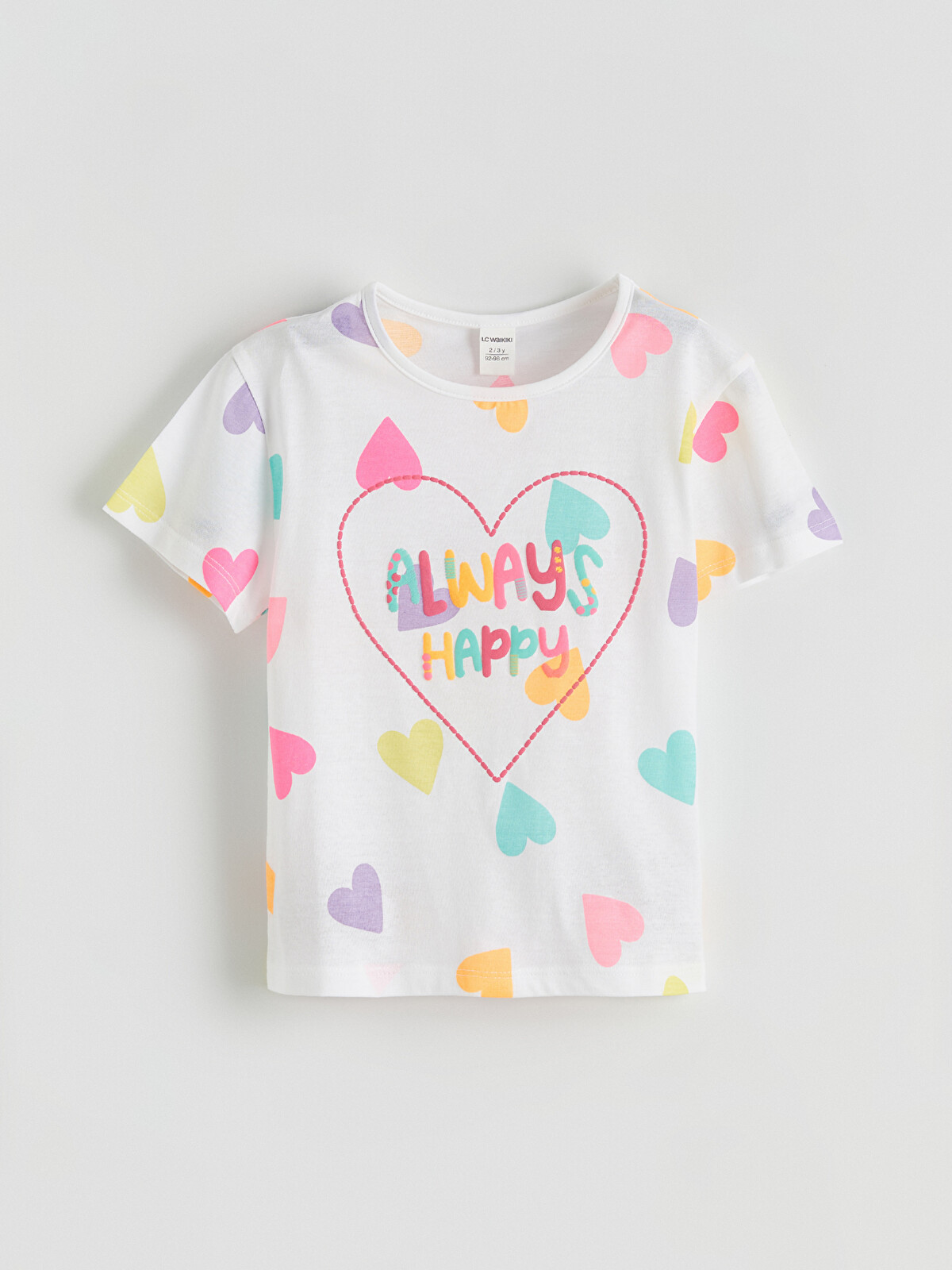 るー('. .') LCW Kids Heart Print Girls' Jersey T-Shirt - S67734Z1-LU7 - LC Waikiki