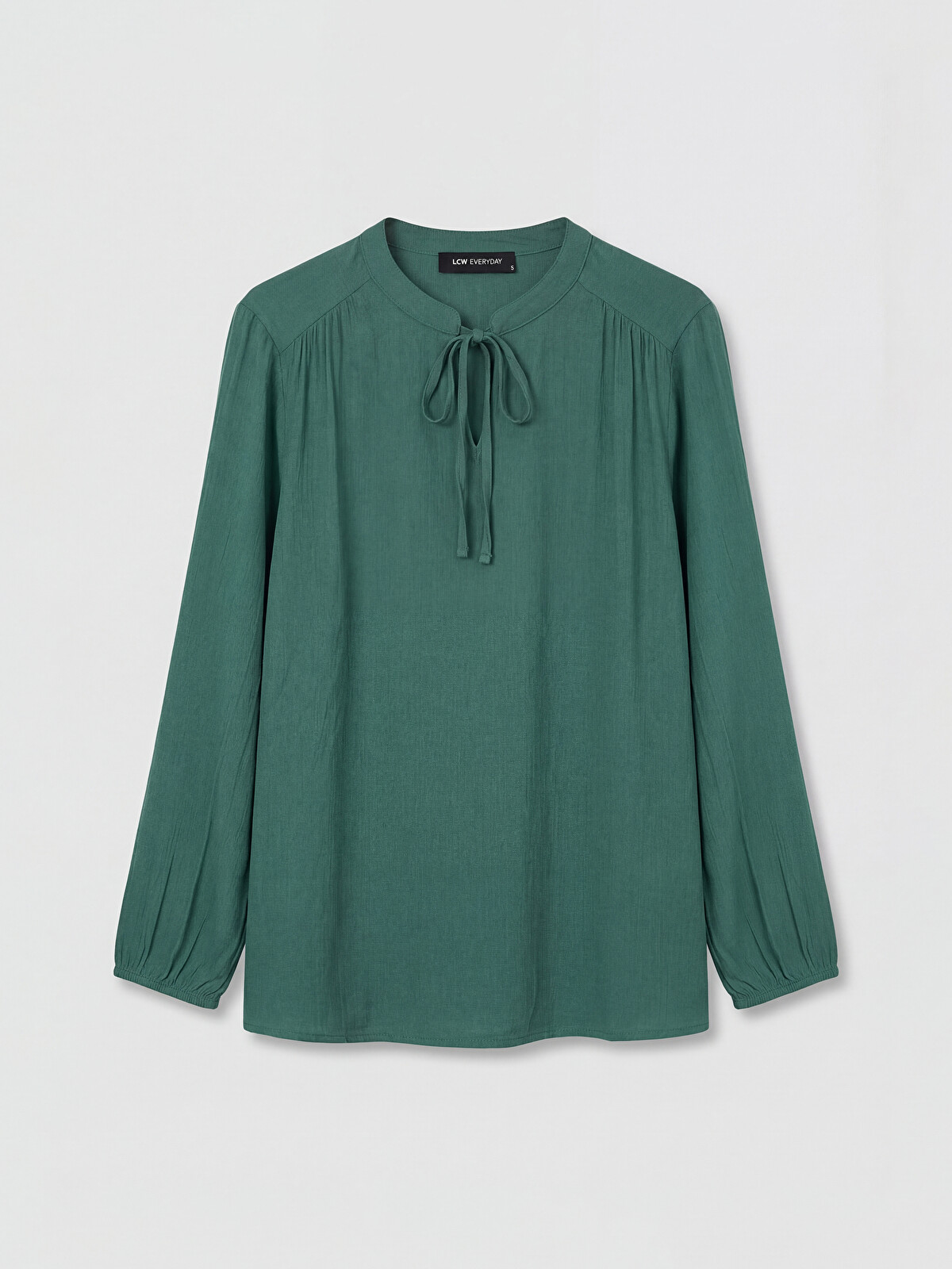 LCW EVERYDAY Lace-up Collar Ruched Women's Blouse - S67783Z8-H0S