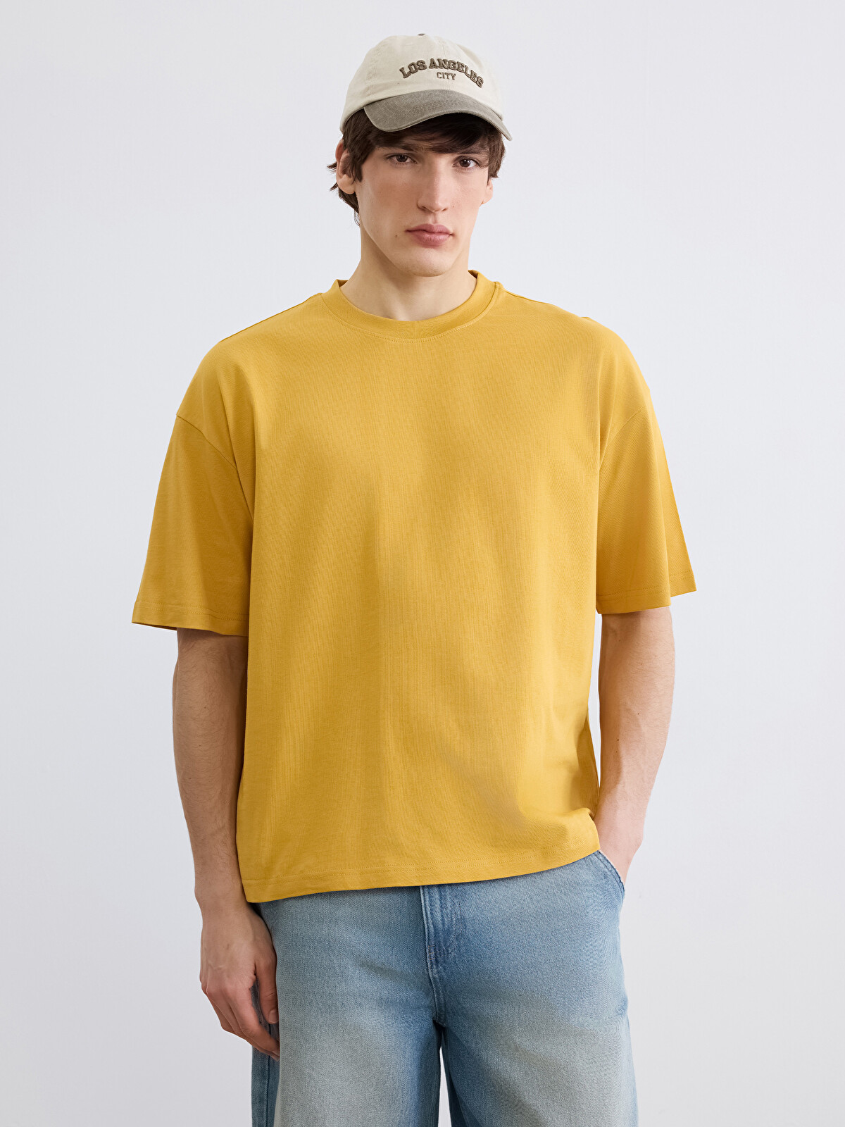 XSIDE Boxy Fit Thick Fabric T-shirt /05 - S67841Z8-GCY | LC Waikiki