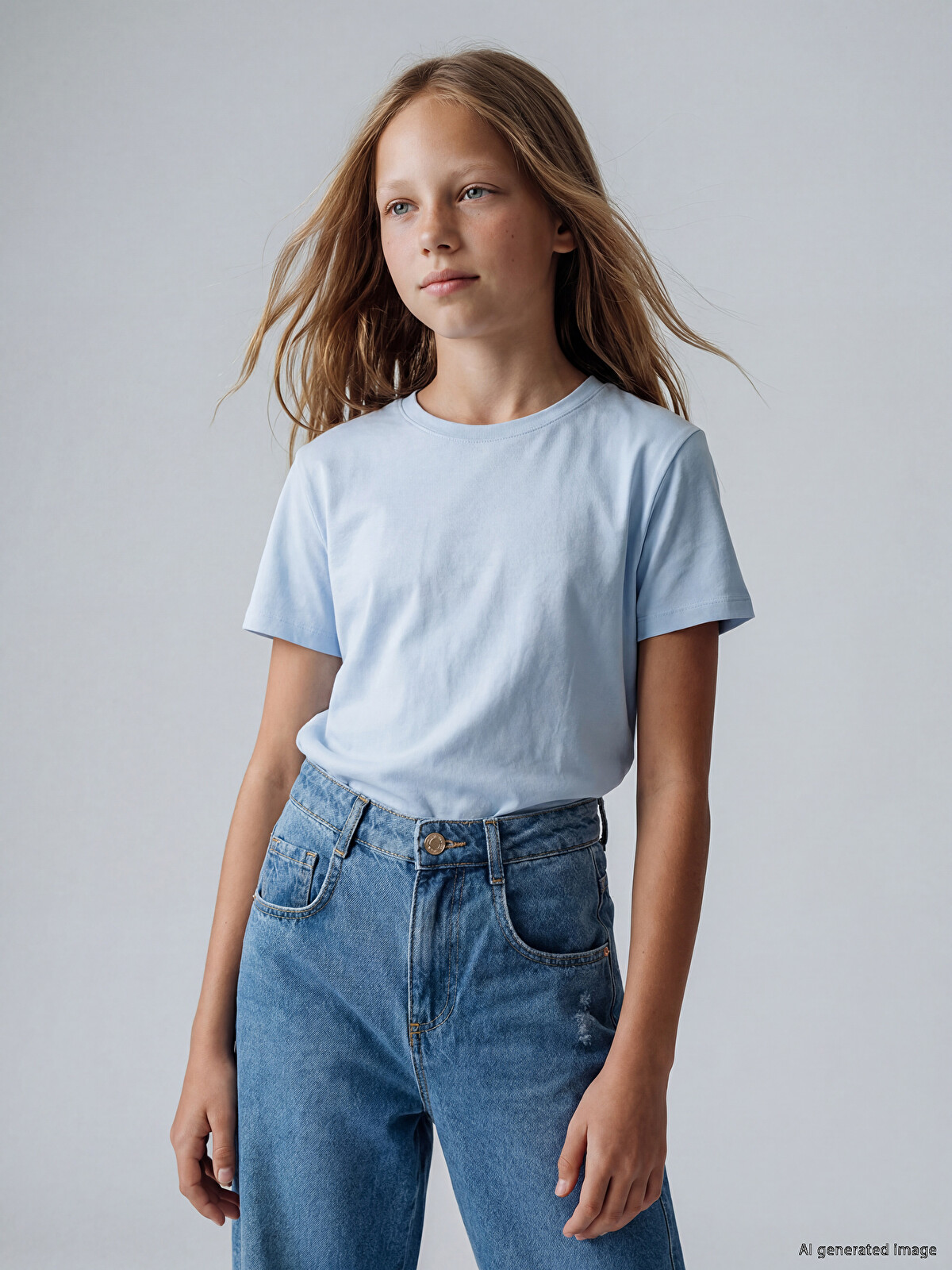LCW Kids Kız Çocuk Bisiklet Yaka Tişört