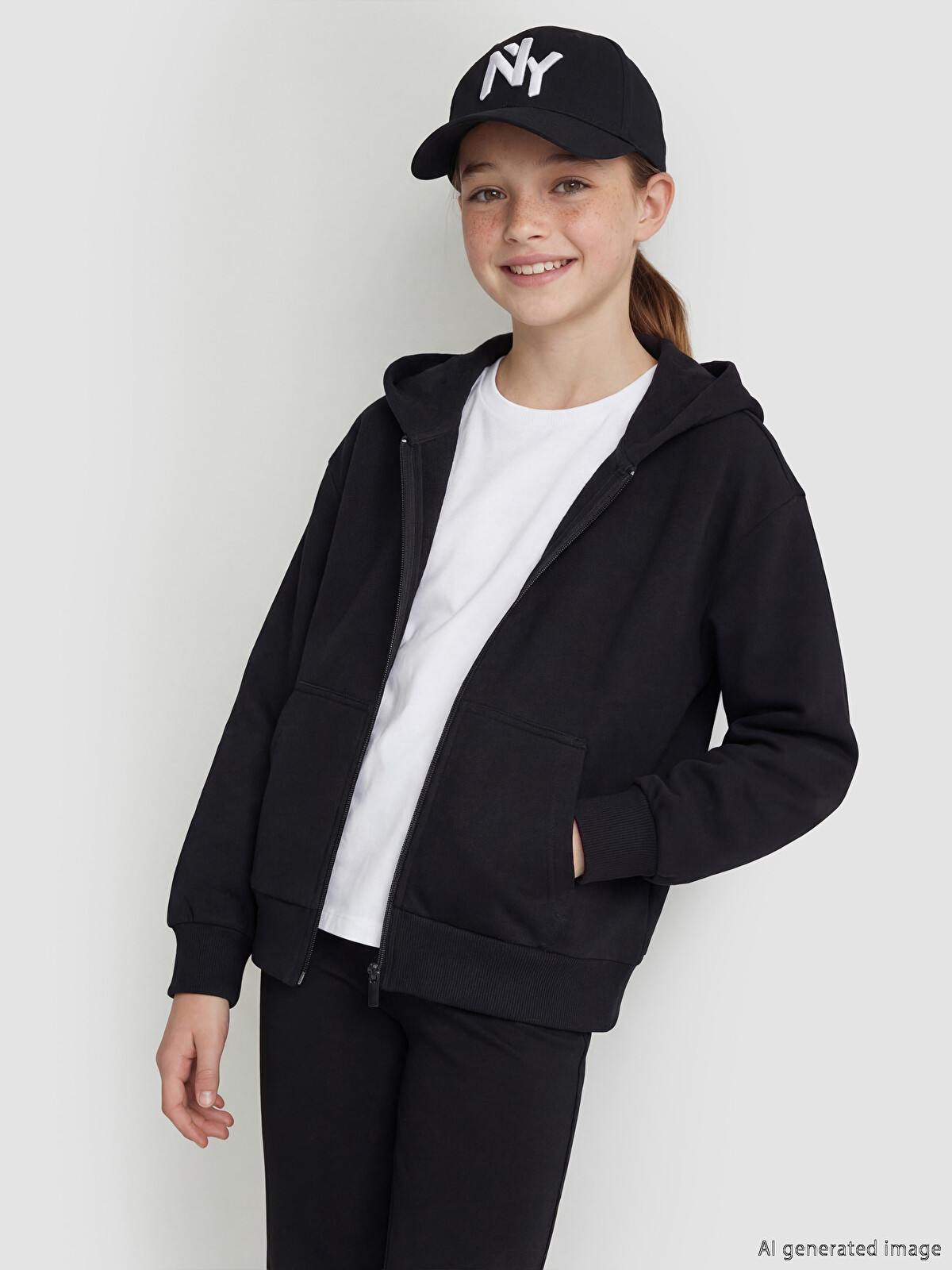 LCW Kids Hooded Girls' Zippered Sweatshirt - S67865Z4-CVL | LC Waikiki