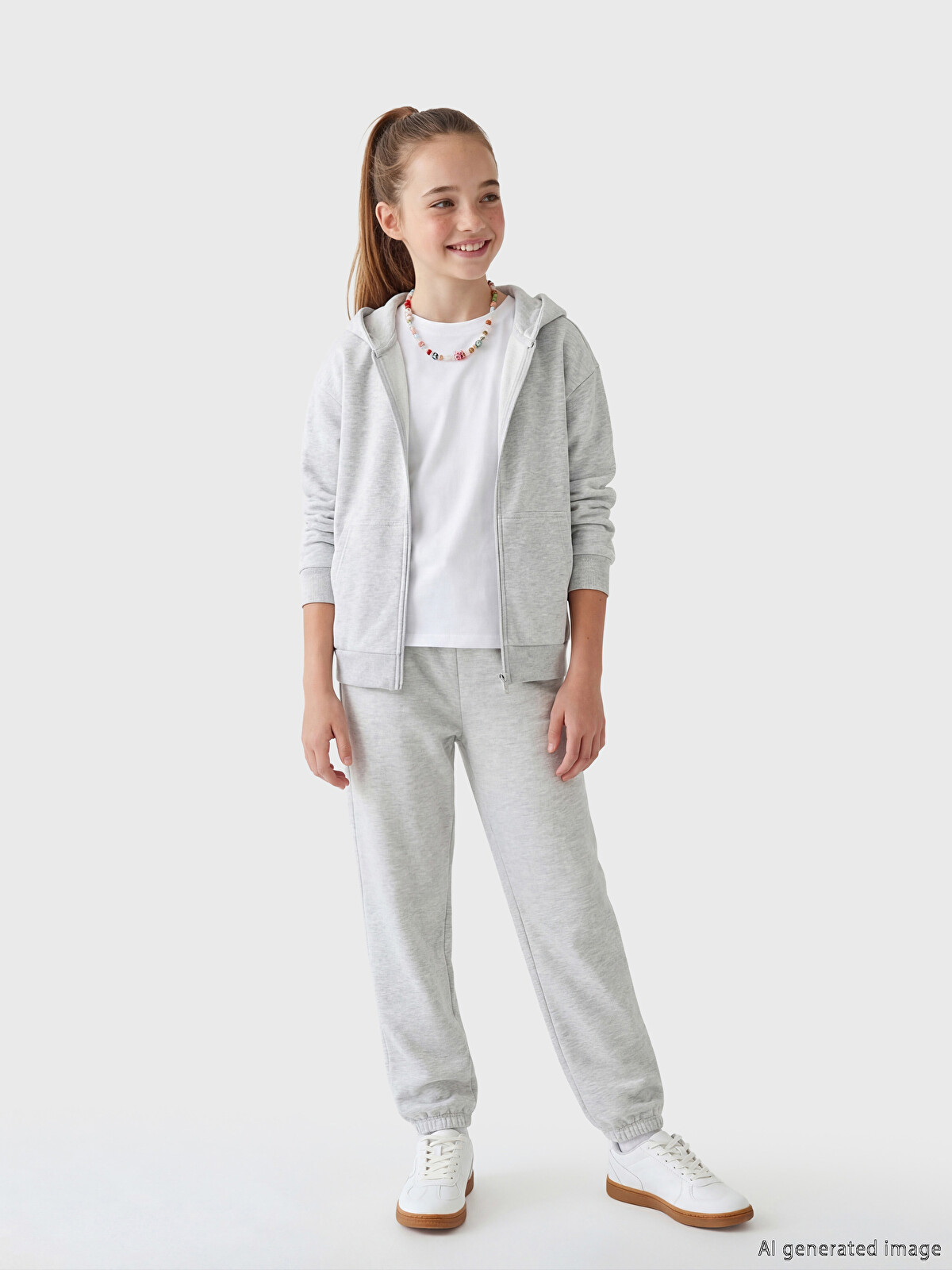 LCW Kids Gri Kız Çocuk Soft Touch Jogger Eşofman Altı - S67874Z4