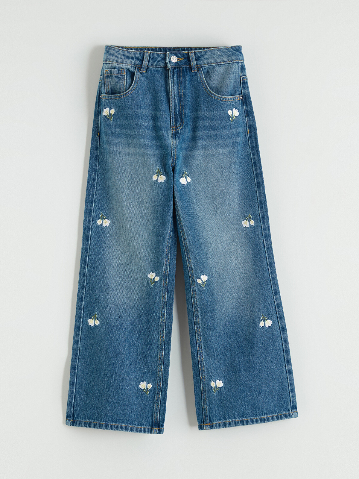 KEI⭐︎ LCW Kids Wideleg Çiçekli Kız Çocuk Jean Pantolon - S67966Z4-H45