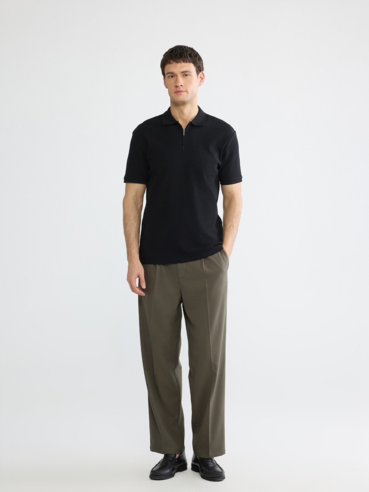 LCW Vision Men's Ribbed Knit Polo Shirt - S68333Z8-CVL | LC Waikiki