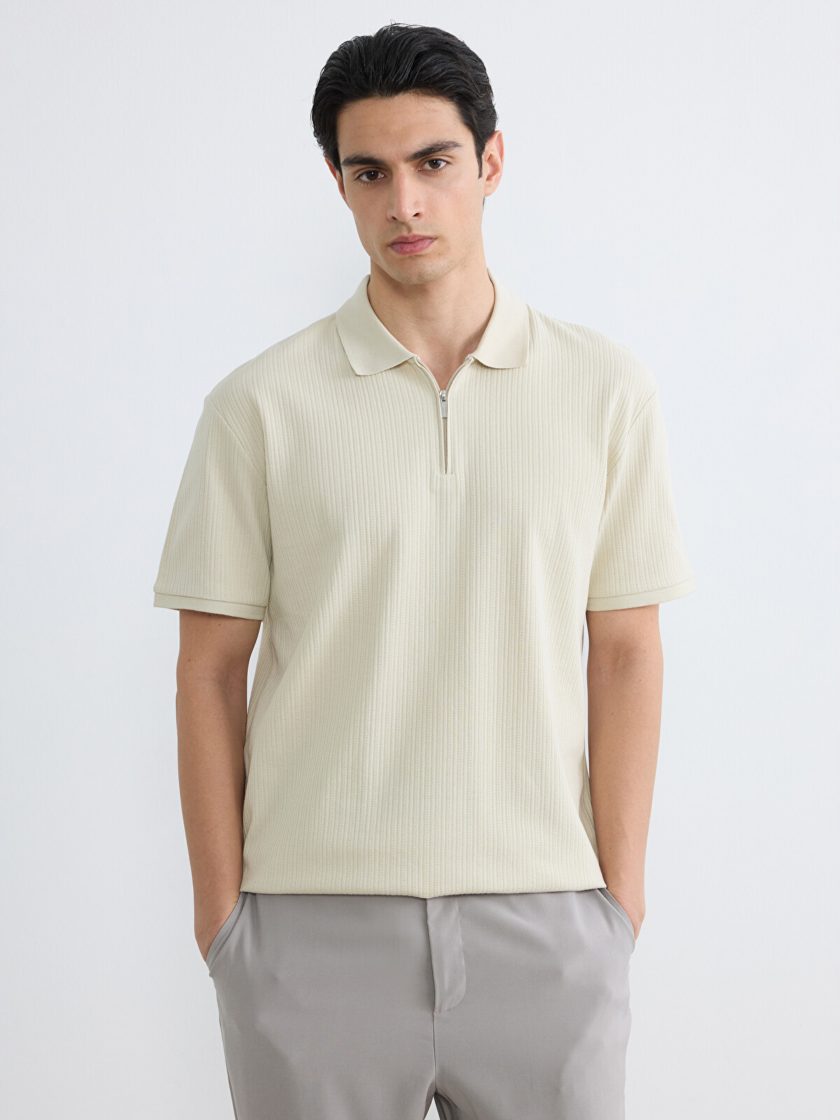 LCW Vision Polo Yaka Fitilli Erkek Triko Tişört - S68333Z8-G5V