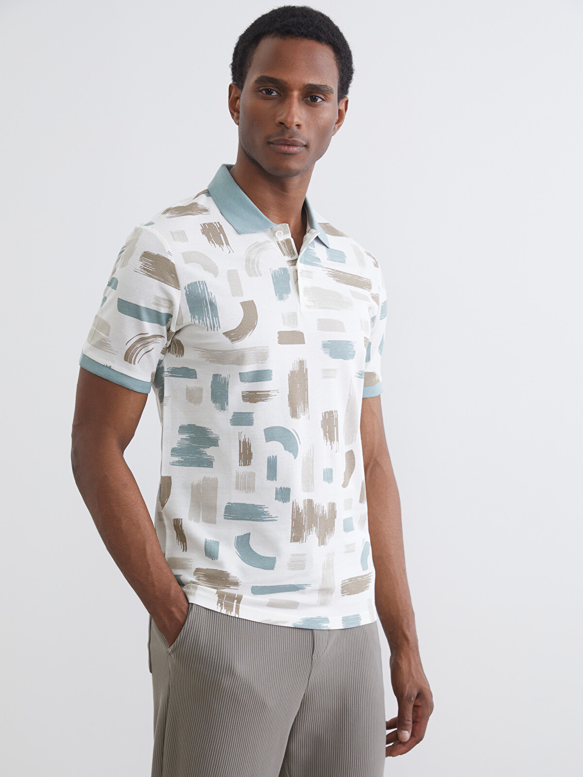 LCW Vision Polo Collar Patterned Pique Men's T-Shirt - S68344Z8
