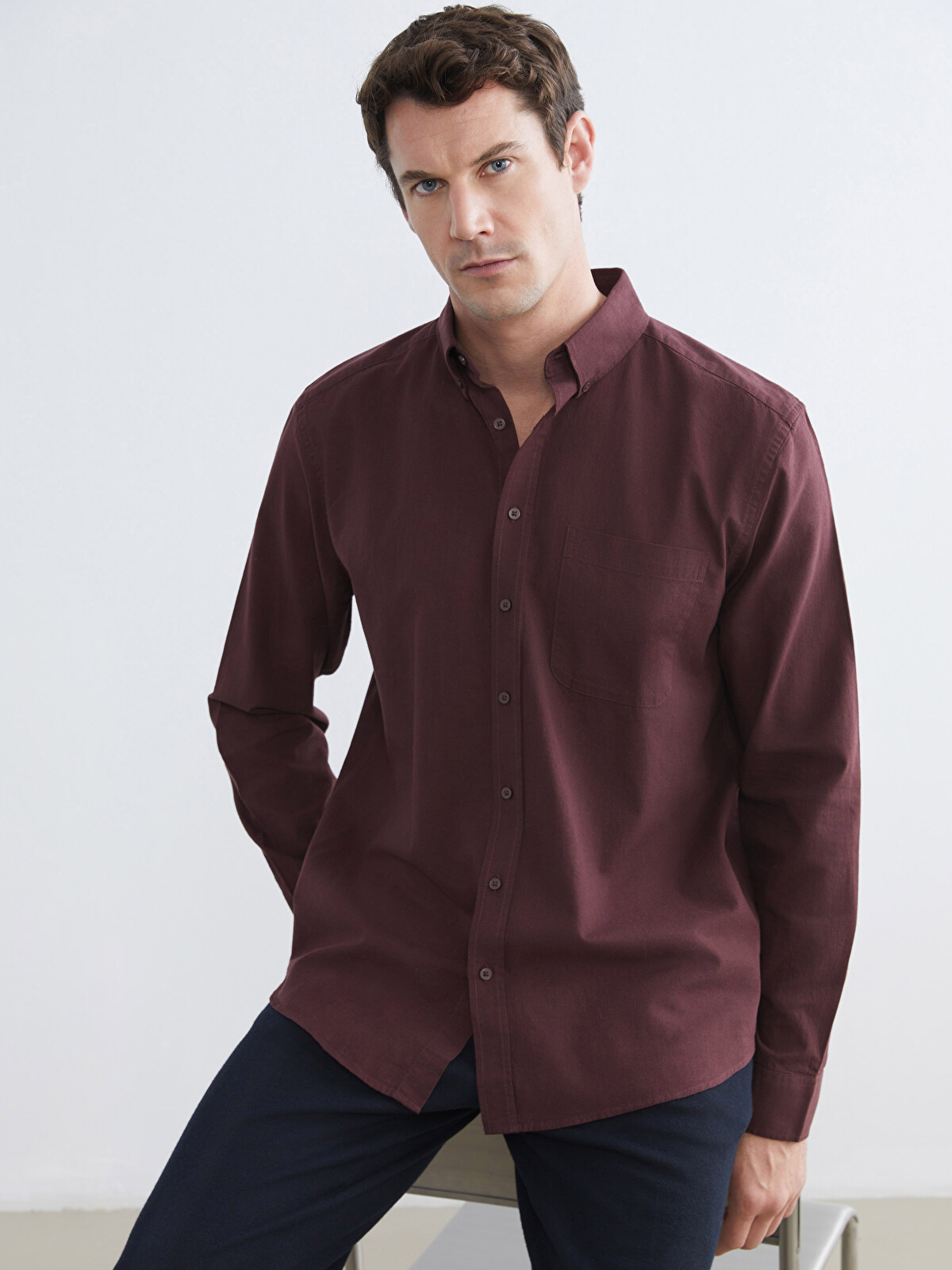 SOUTHBLUE Men's Regular Fit Linen Blend Shirt