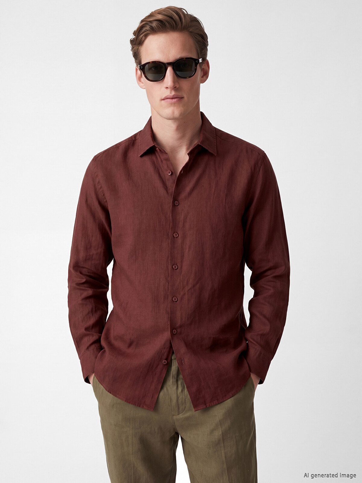 SOUTHBLUE Regular Fit %100 Keten Erkek Gömlek
