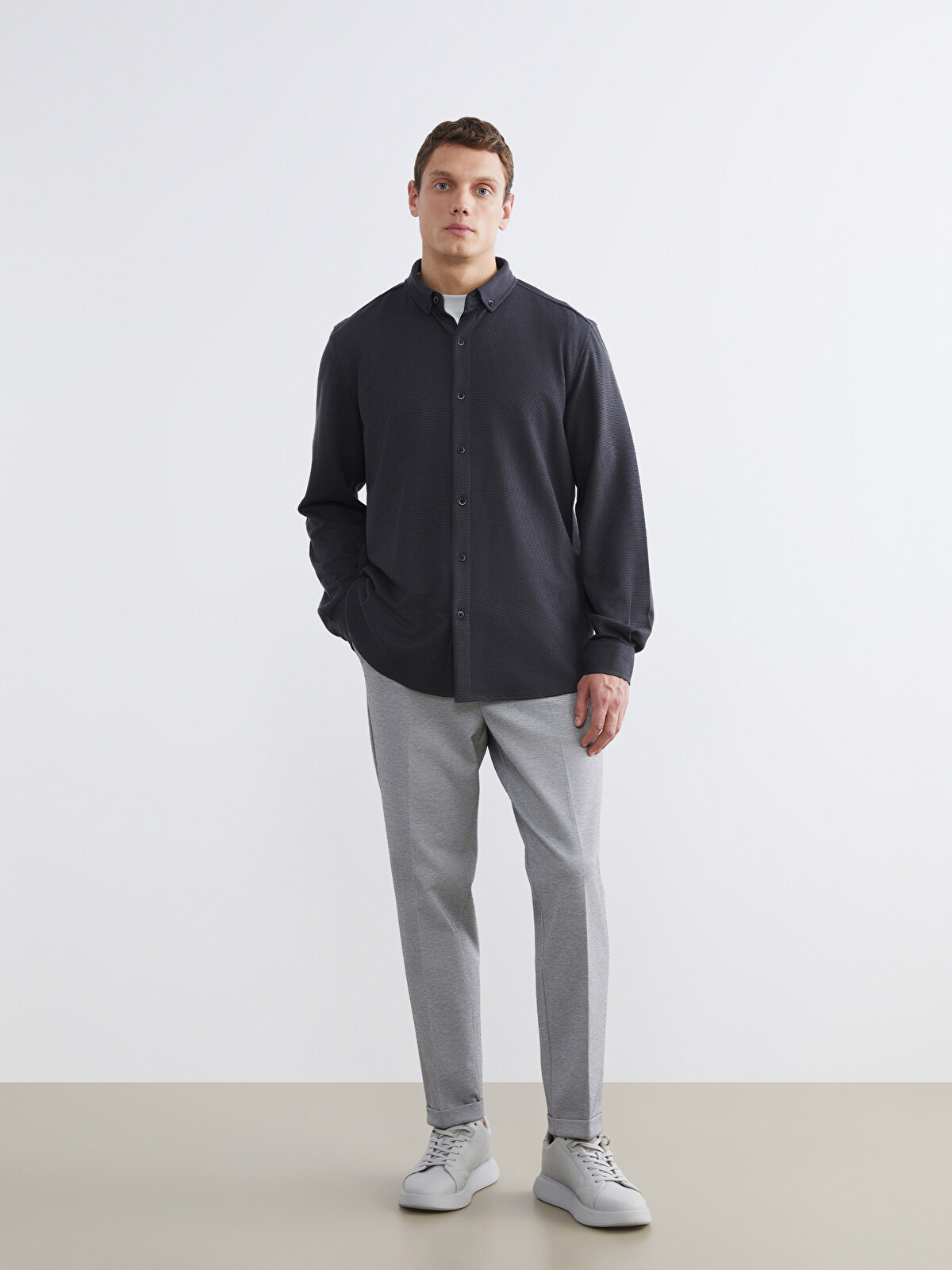 【LAPIIS】SHIRT JACKET&TROUSERS【CHARCOAL】 LCW Vision Men's Regular Fit Trousers - S68446Z8-CUZ | LC Waikiki