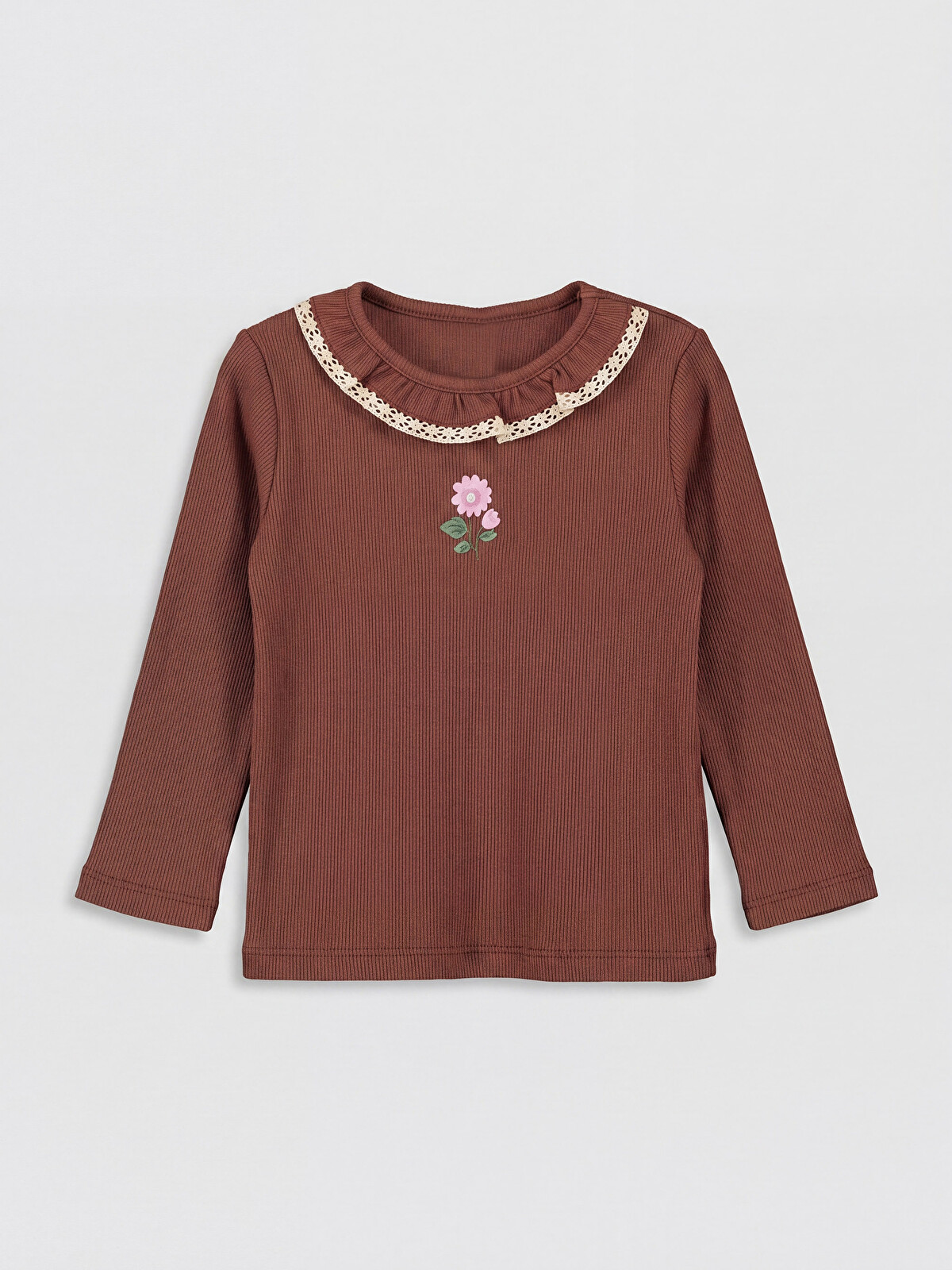 のあ♥ LCW Kids Kahverengi Bebe Yaka Kız Çocuk Tişört - S68513Z1-HHA | LCW