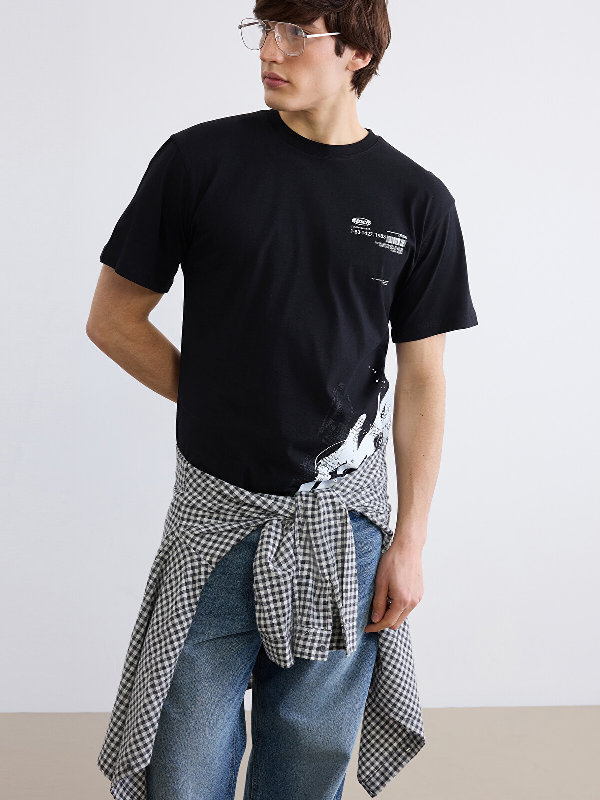 XSIDE Crew Neck Printed Jersey Man T-shirt - S68578Z8-CVL | LC Waikiki