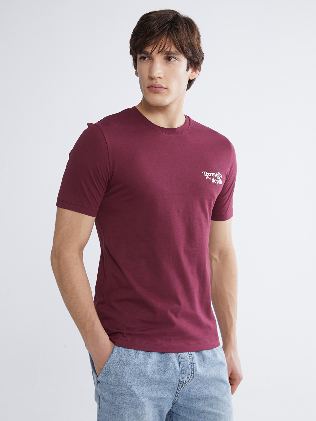 XSIDE Crew Neck Printed Jersey Man T-shirt - S68586Z8-YRP | LC Waikiki