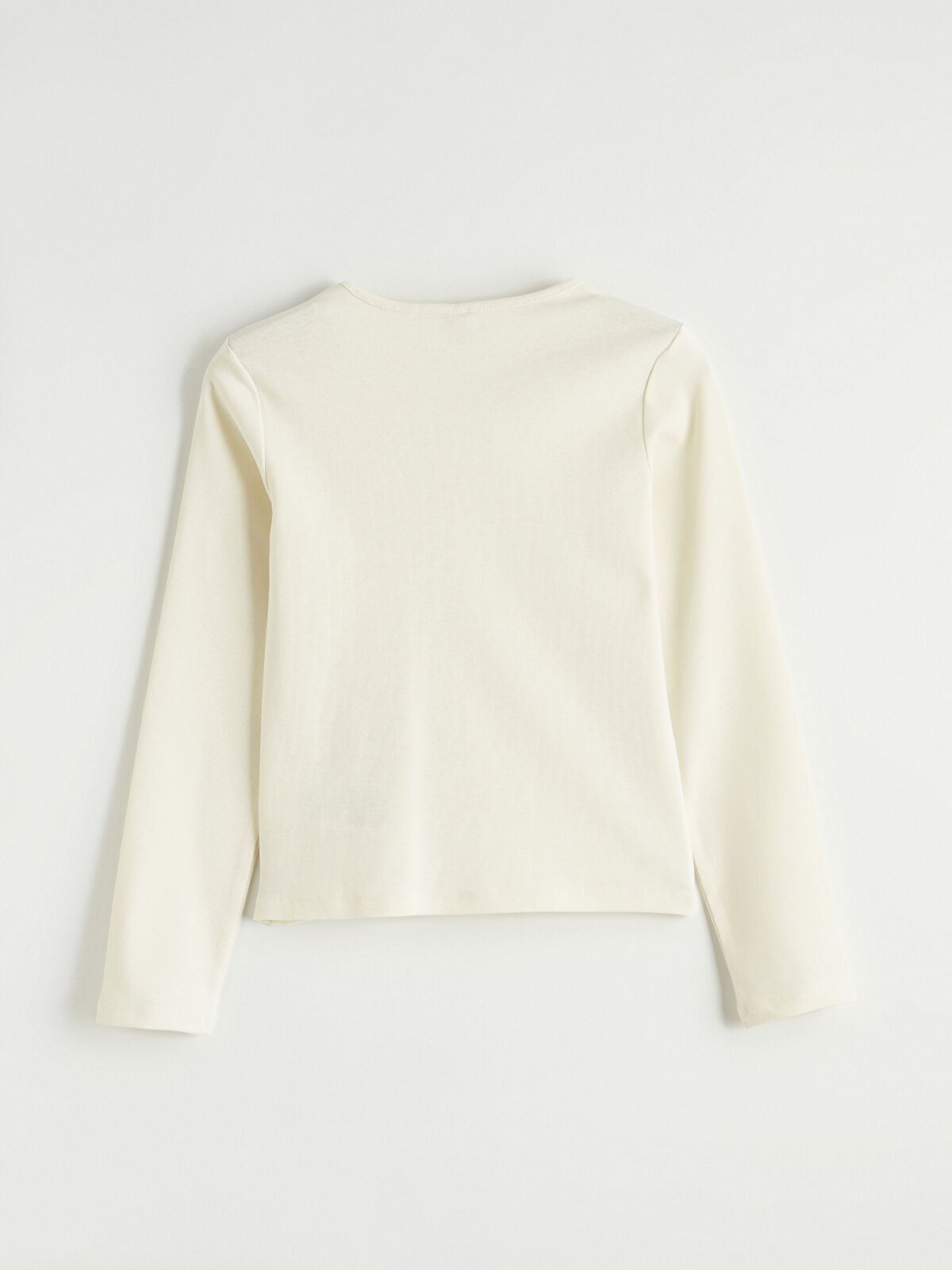 LCW Kids Ekru Bisiklet Yaka Çiçek Detaylı Kız Çocuk Tişört