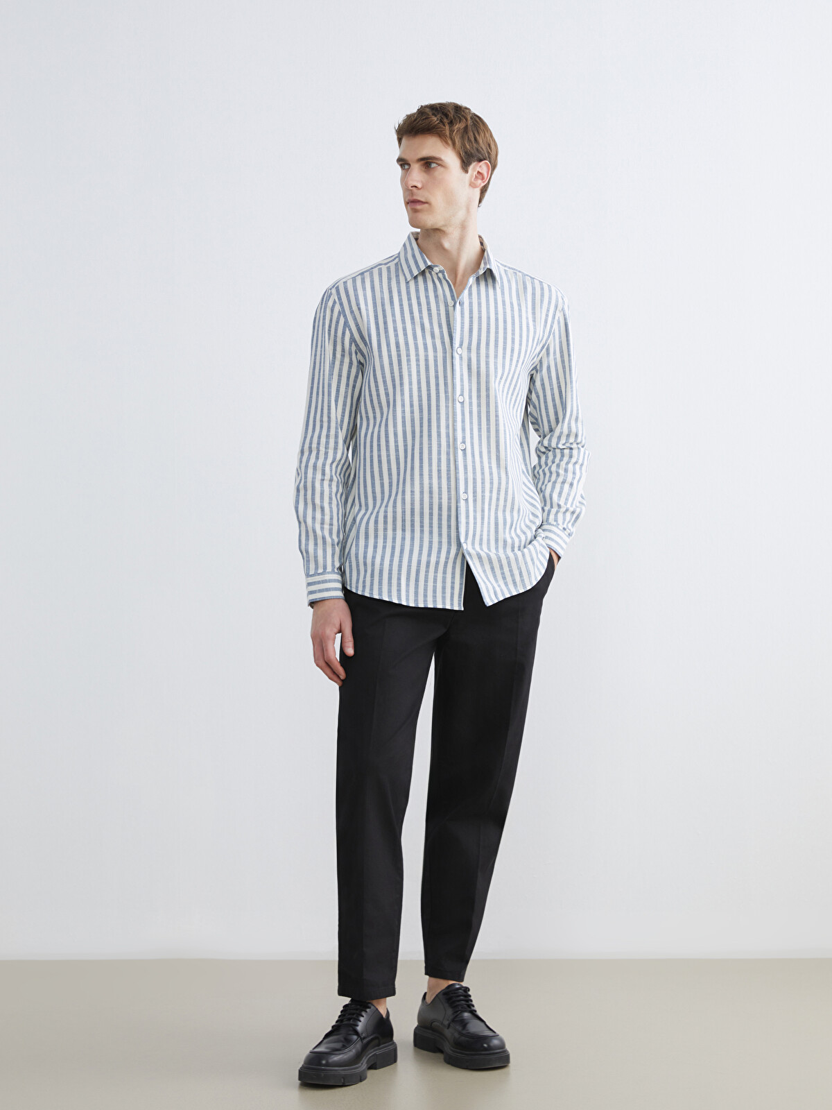 LCW Vision Regular Fit Striped Gabardine Men's Shirt - S69929Z8