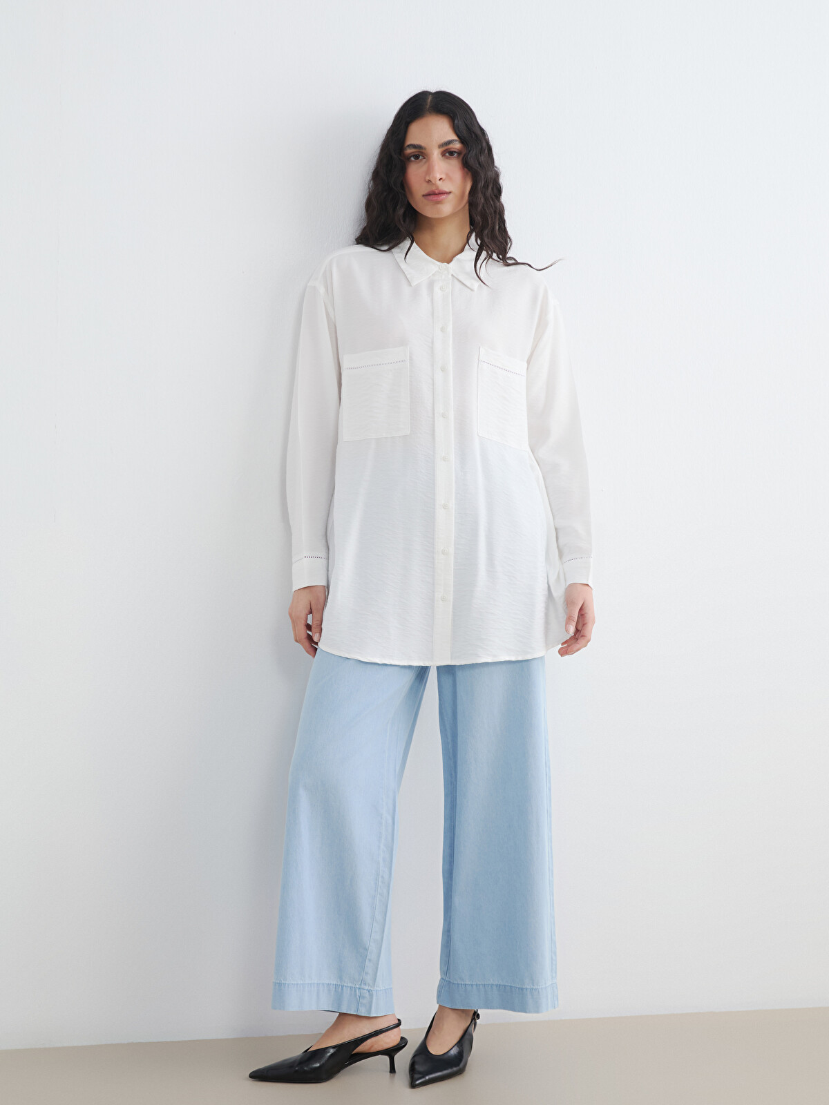 LCW Modest Elastic Waist Wideleg Women's Jeans - S6AA17Z8-311 - LC