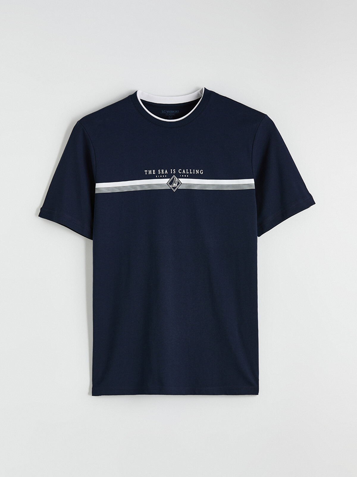 【low8riderさま専用】 LCWAIKIKI Classic Lacivert Bisiklet Yaka Baskılı Penye Erkek