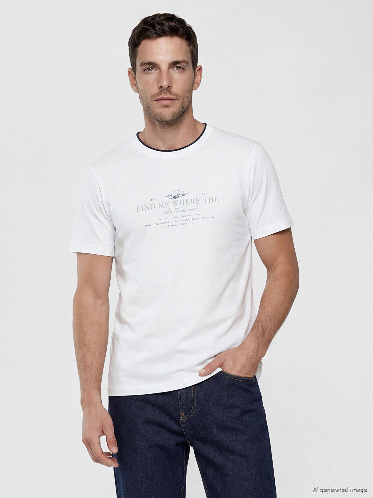 LCWAIKIKI Classic Crew Neck Printed Jersey Men's T-shirt