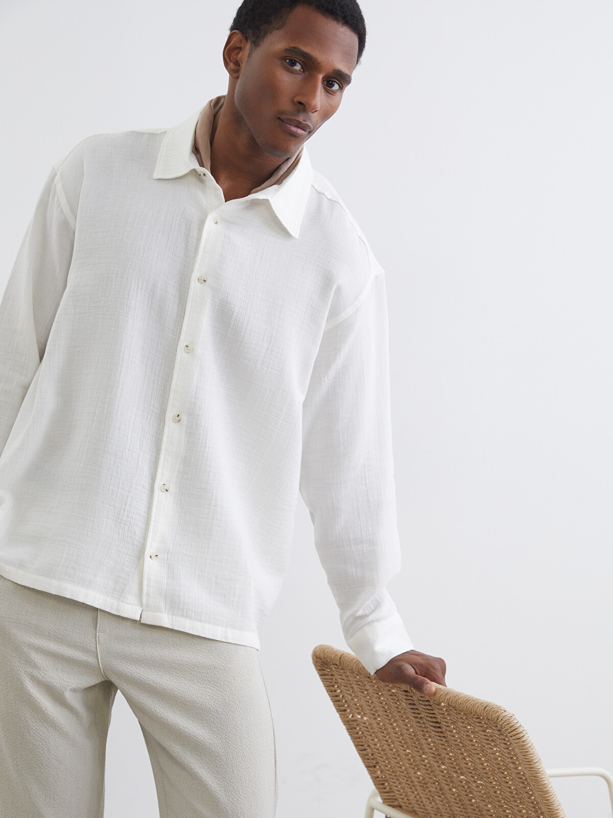 LCW Vision Regular Fit Textured Men's Basic Shirt - S6AE34Z8-R9J