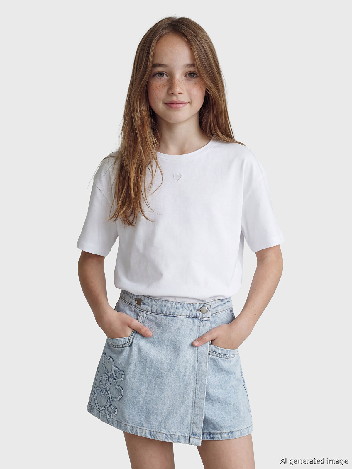 moeページ LCW Kids Beyaz Bisiklet Yaka Kız Çocuk Tişört - S6AE93Z4-Q6K | LCW