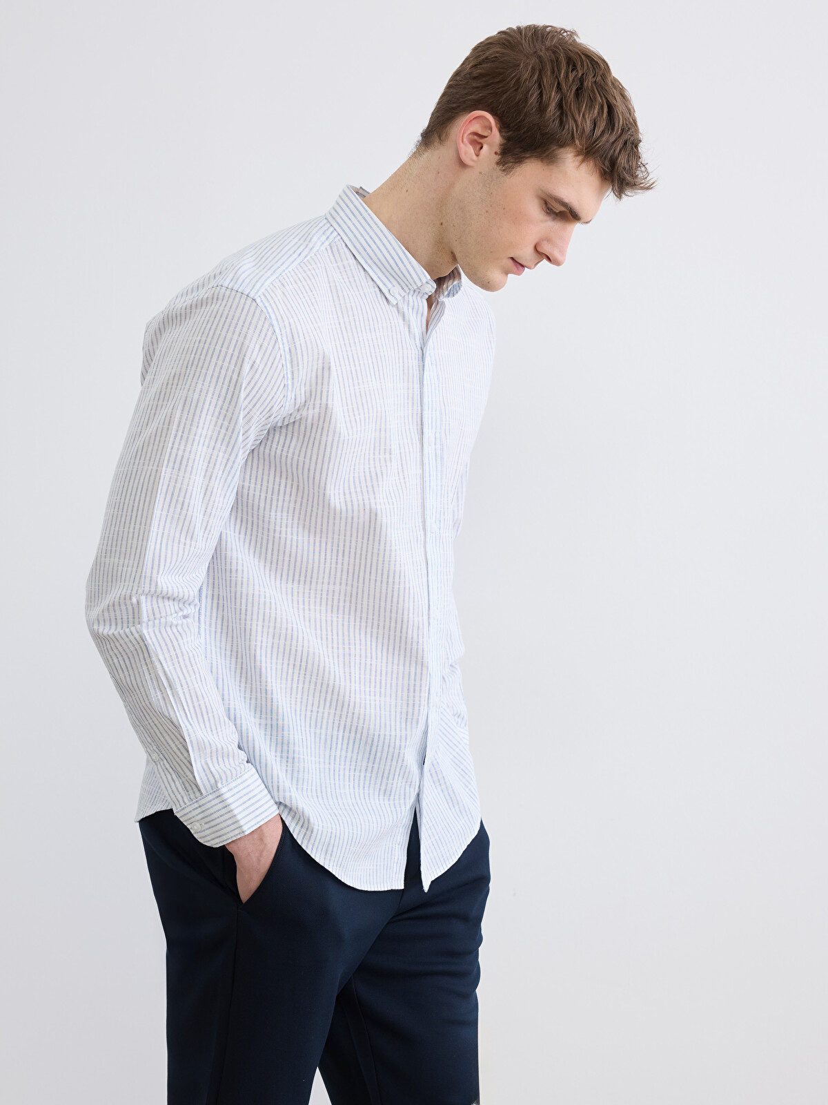 LCW Vision Regular Fit Linen Look Men's Shirt - S6AG45Z8-LEN | LC
