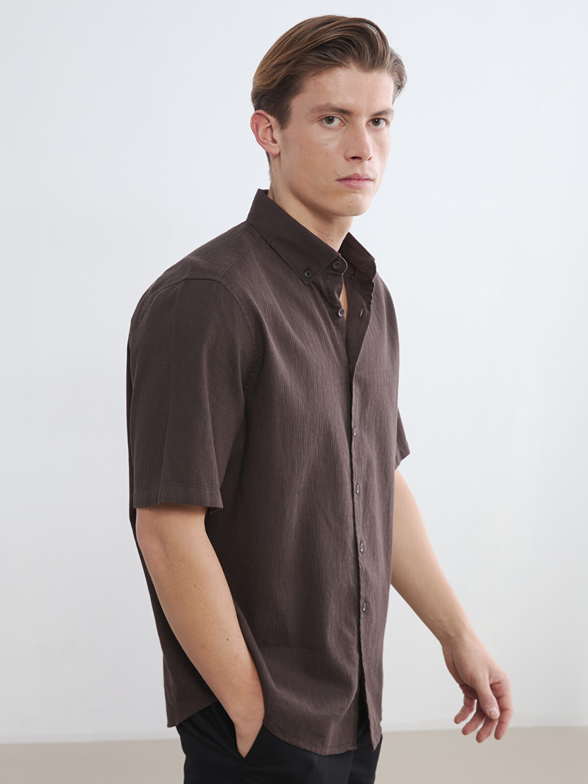 SOUTHBLUE Regular Fit Krinkle Men's Shirt - S6AG73Z8-8HG | LC Waikiki