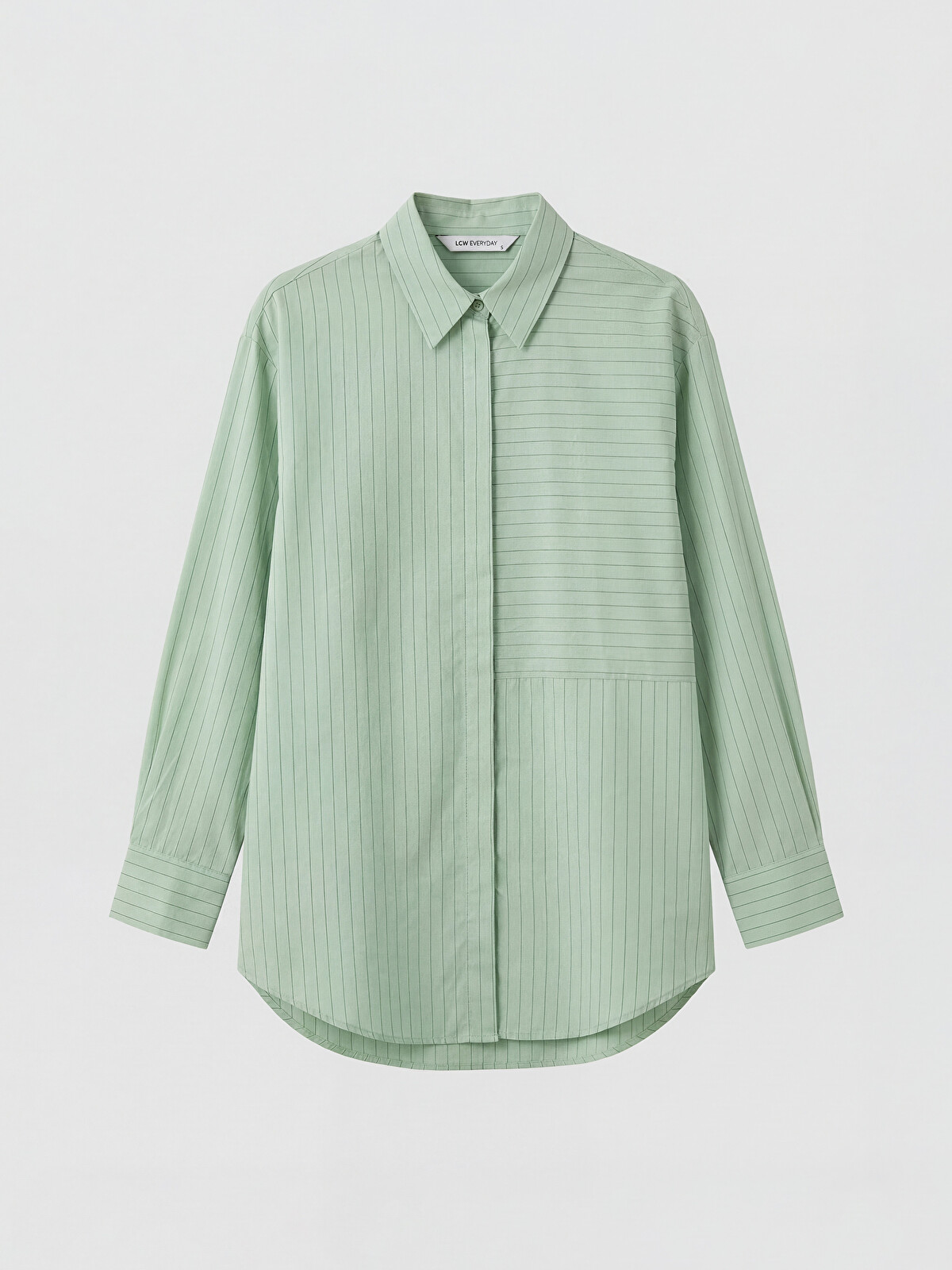 トップス TIGHT BOOTH-PLEATS SHIRT JKT-LIGHT GREEN LCW EVERYDAY Striped Poplin Women's Shirt Tunic - S6AH41Z8-LFT