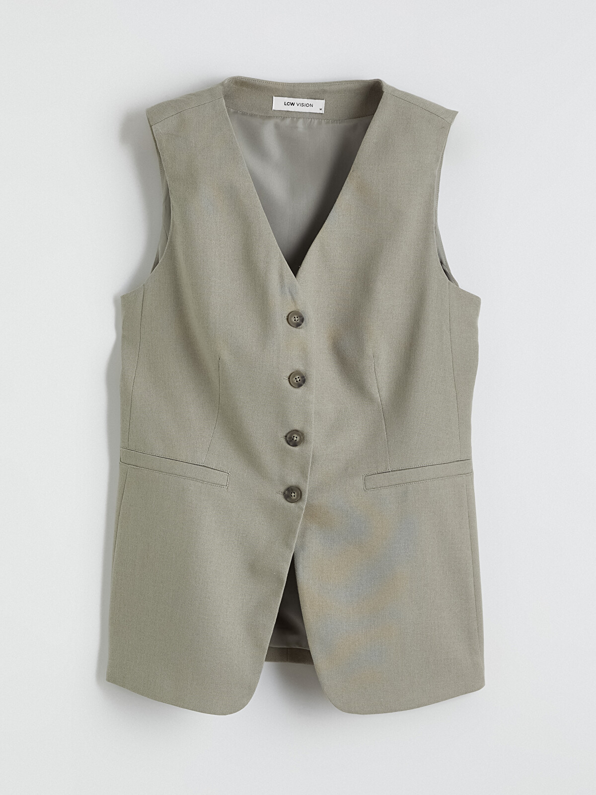 LCW Vision V Neck Linen Blend Women's Classic Waistcoat