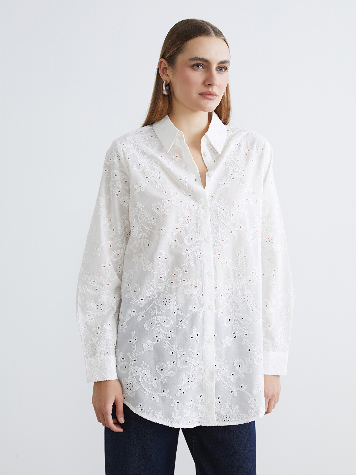 LCW STUDIO Openwork Women's Shirt Tunic - S6AL25Z8-Q6K - LC Waikiki