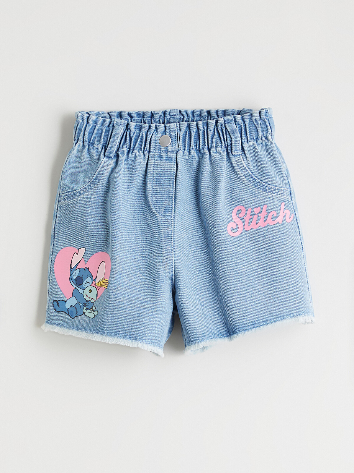 LCW Kids Lilo & Stitch Printed Girls' Denim Shorts - S6AQ55Z1-LR1