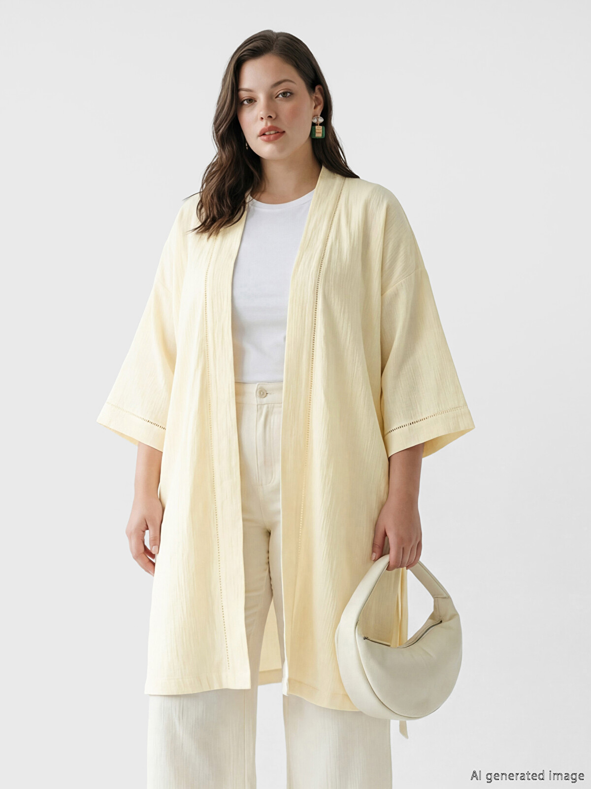 LCW Vision Textured Oversize Muslin Women's Kimono - S6AR29Z8-R9J
