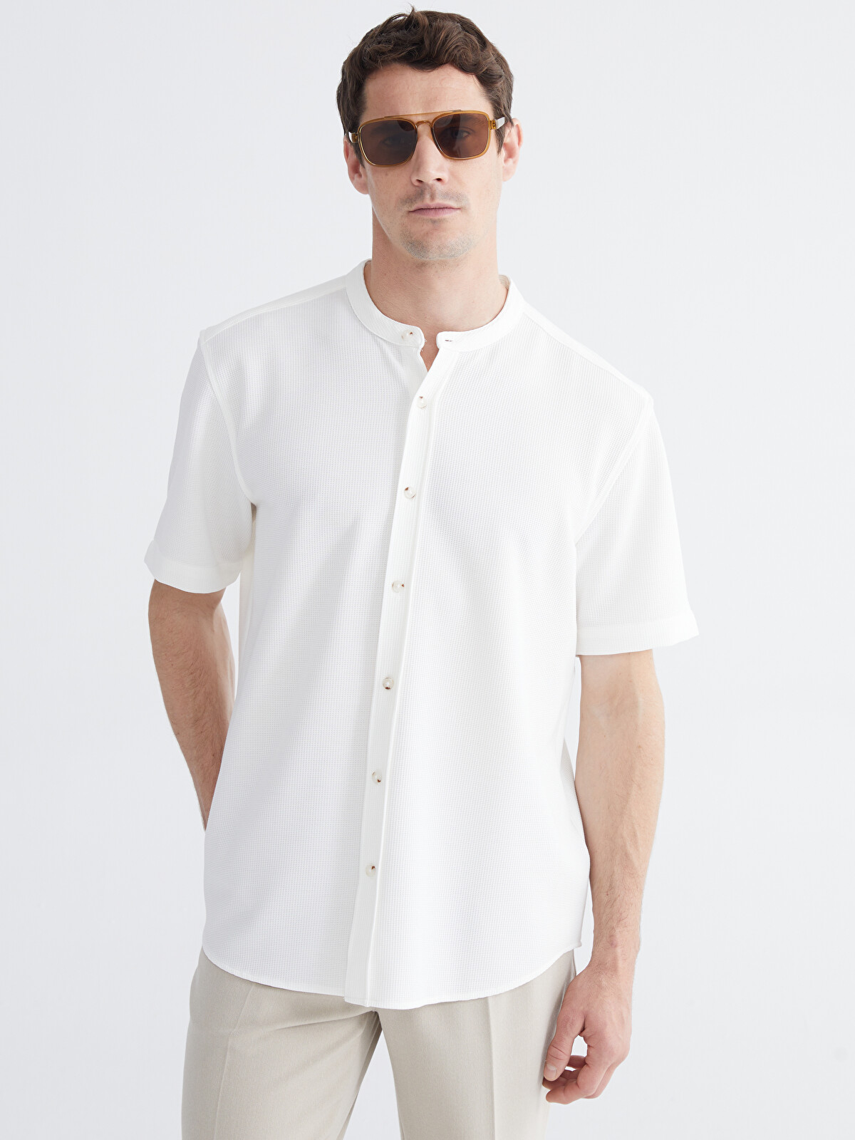 LCW Vision Regular Fit Grandad Collar Men's Basic Shirt - S6AR79Z8